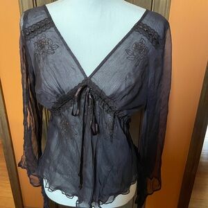 Flare slv top rich brown, size L , new with tags